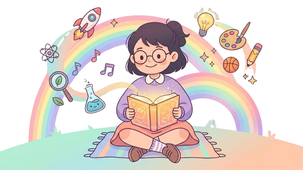 İngilizce Öğrenen Çocuk İllüstrasyonu